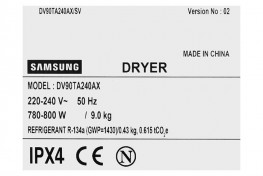 Máy sấy bơm nhiệt Samsung 9 kg DV90TA240AX/SV